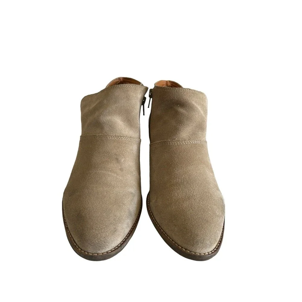 Lucky Brand Boots Women's Tan Leather Suede Side Zip Ankle  Booties 10M